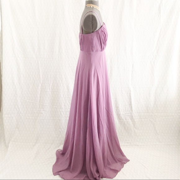 Vera Wang pleated bodice purple evening gown